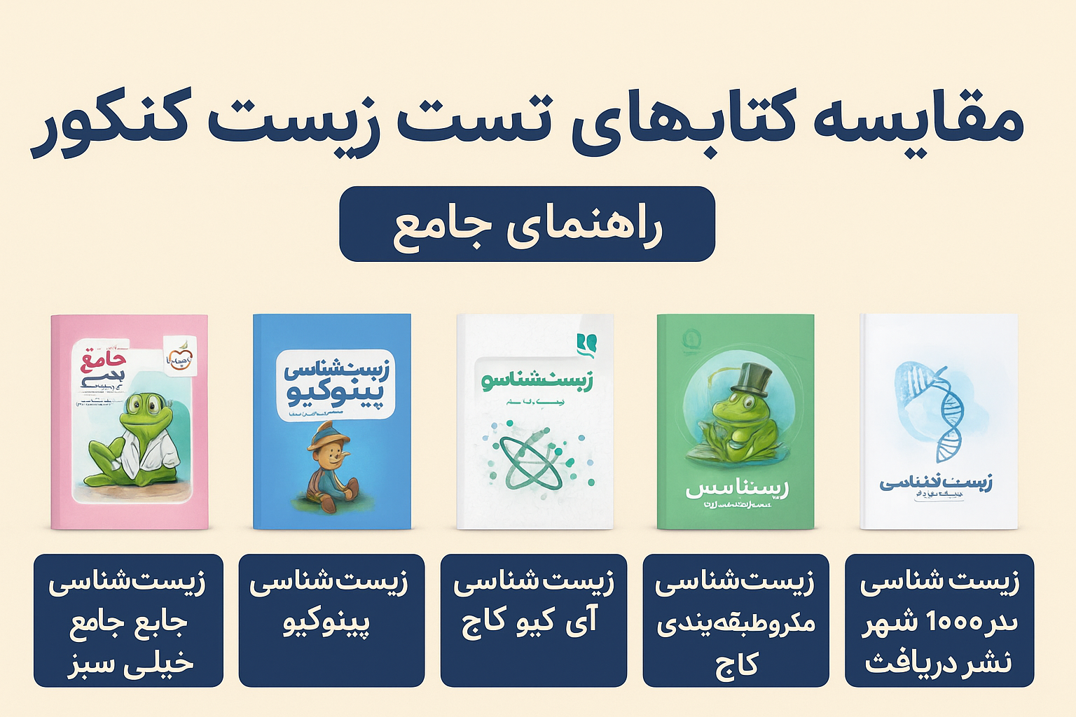کدوم کتاب تست زیست؟ راهنمای جامع انتخاب کتاب تست زیست شناسی