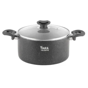 قابلمه سایز 22 درب شیشه ای با رینگ استیل تیارا کد TR-22STG