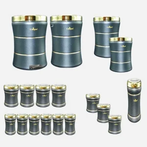 سرویس 18 پارچه کمر باریک خطی مشکی طلایی یونیک UN-4595