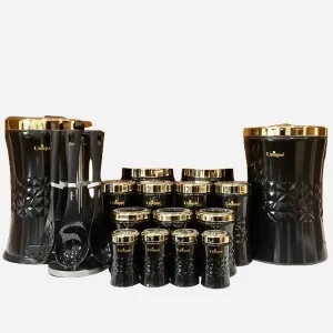 سرویس آشپزخانه 15 پارچه یونیک ونیز مشکی طلایی UN-4602