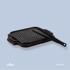 تابه گریل چدن مربع با چوب و انبر UN-6015