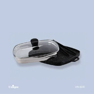 تابه گریل مربع سایز 28 درب دار با انبر UN-6031