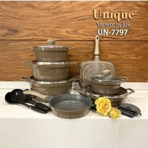 سرویس پخت و پز 16 پارچه یونیک کلاسیک نسکافه تیره UN-7797