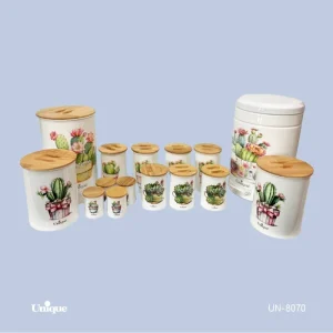 ست 15 پارچه کاکتوس ساده درب بامبو UN-8070 (سفید)