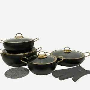 سرویس قابلمه 8 پارچه خمره ای چدن مشکی یونیک UN-8349