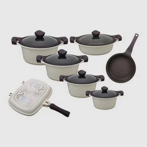 سرویس قابلمه 15 پارچه طوسی نقره ای بلا یونیک کد UN-8843