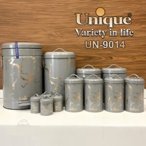 سرویس آشپزخانه یونیک فانتزی 8+4 پارچه طوسی ماربل طلایی UN-9014