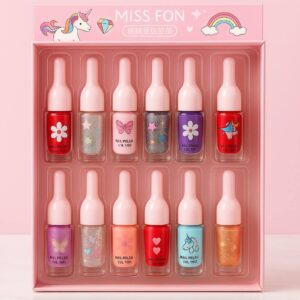 لاک جداشونده فانتزی Miss Fon پک ۲۴ عددی طرح یونیکورن و قلب