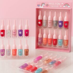 لاک جداشونده فانتزی Miss Fon پک ۲۴ عددی طرح یونیکورن و قلب